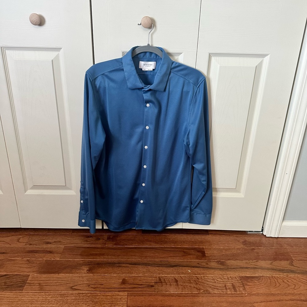 Ministry Of Supply Slim Button Up Shirt Men’s L Blue